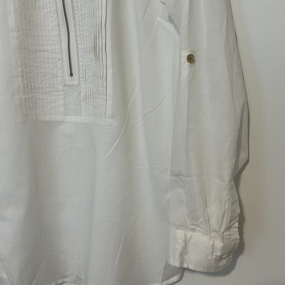 MICHAEL Michael Kors White Zip-Up Blouse, Size 10 - Picture 6 of 11